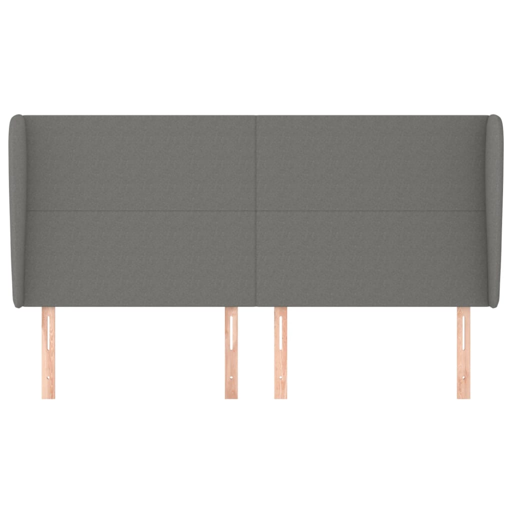 Tête de lit avec oreilles Gris foncé 203x23x118/128 cm Tissu