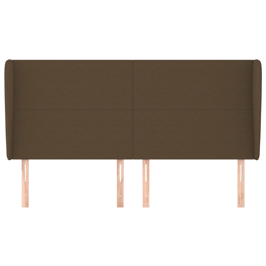 Tête de lit avec oreilles Marron foncé 203x23x118/128 cm Tissu