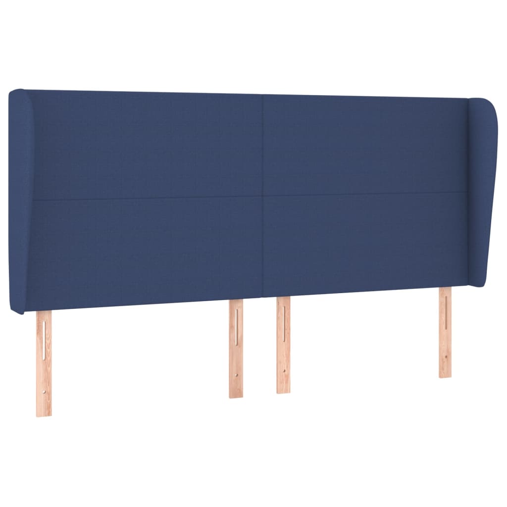 Tête de lit avec oreilles Bleu 203x23x118/128 cm Tissu