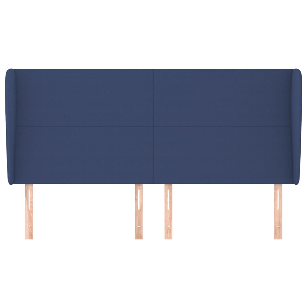 Tête de lit avec oreilles Bleu 203x23x118/128 cm Tissu