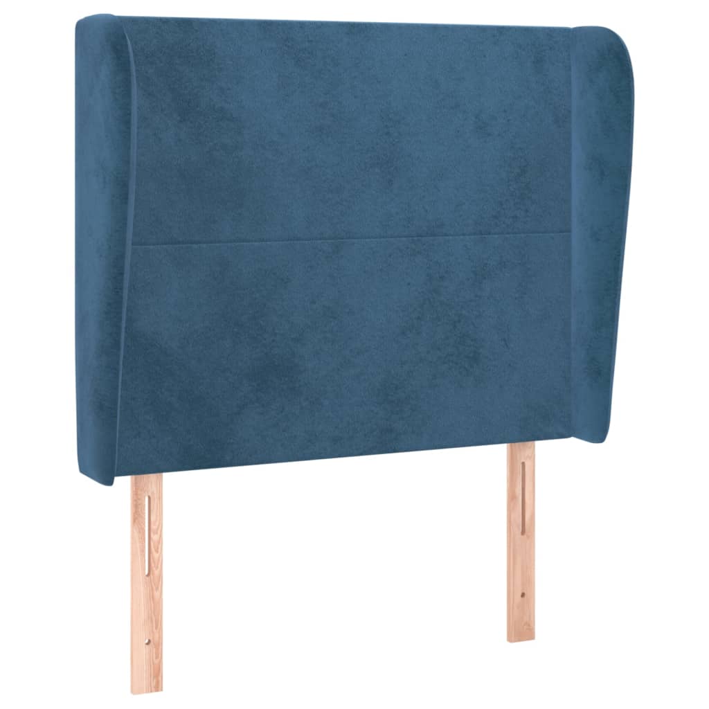 Tête de lit avec oreilles Bleu foncé 83x23x118/128 cm Velours