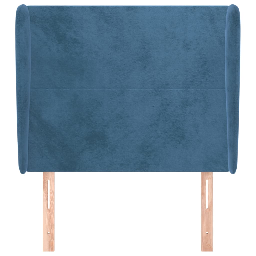 Tête de lit avec oreilles Bleu foncé 83x23x118/128 cm Velours