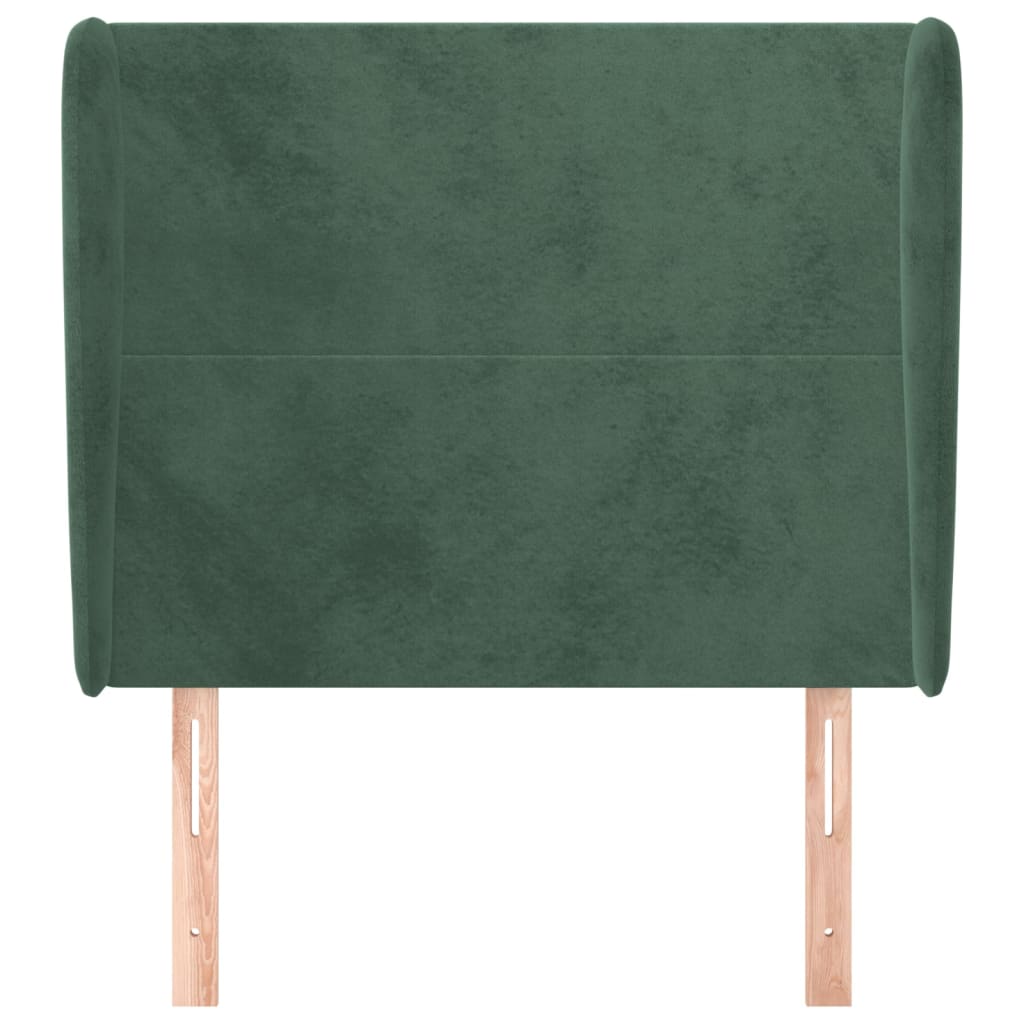 Tête de lit avec oreilles Vert foncé 93x23x118/128 cm Velours