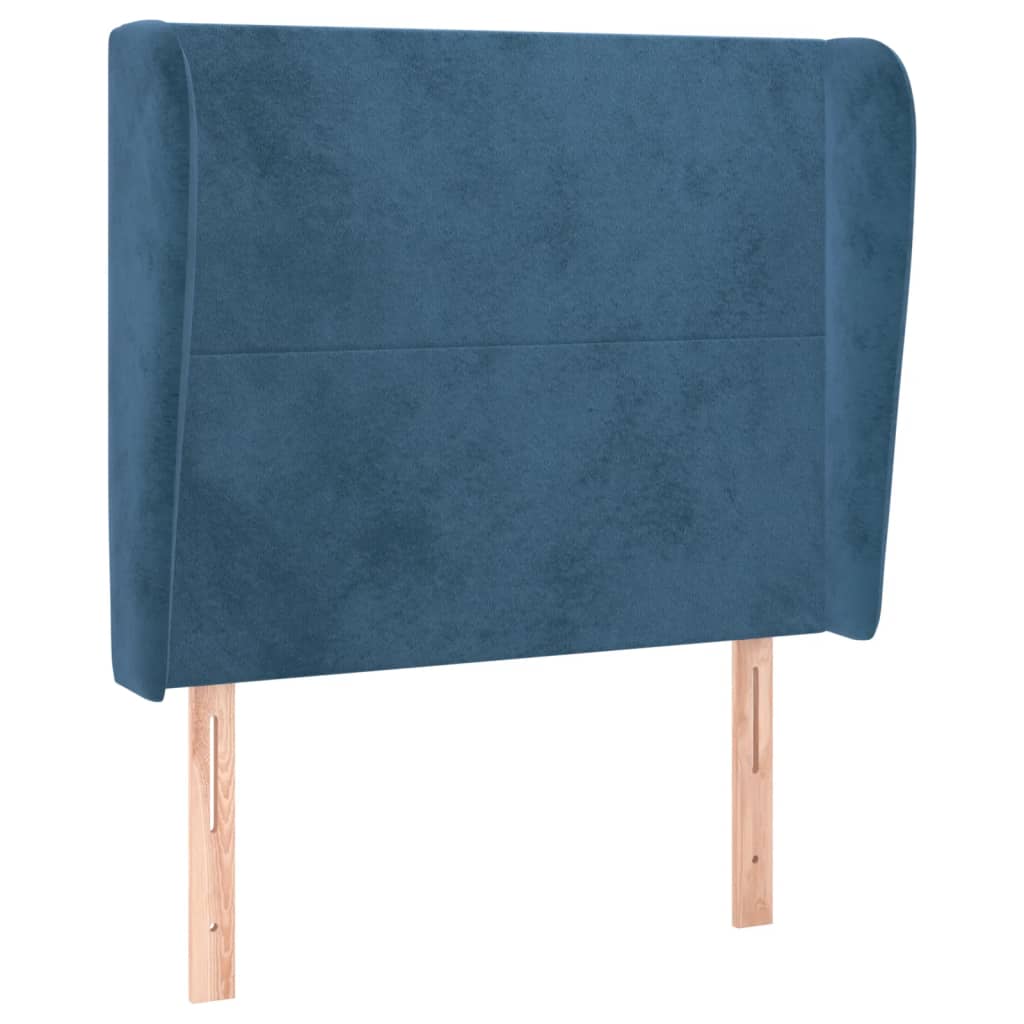 Tête de lit avec oreilles Bleu foncé 93x23x118/128 cm Velours