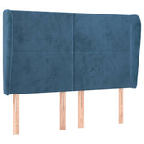 Tête de lit avec oreilles Bleu foncé 147x23x118/128 cm Velours