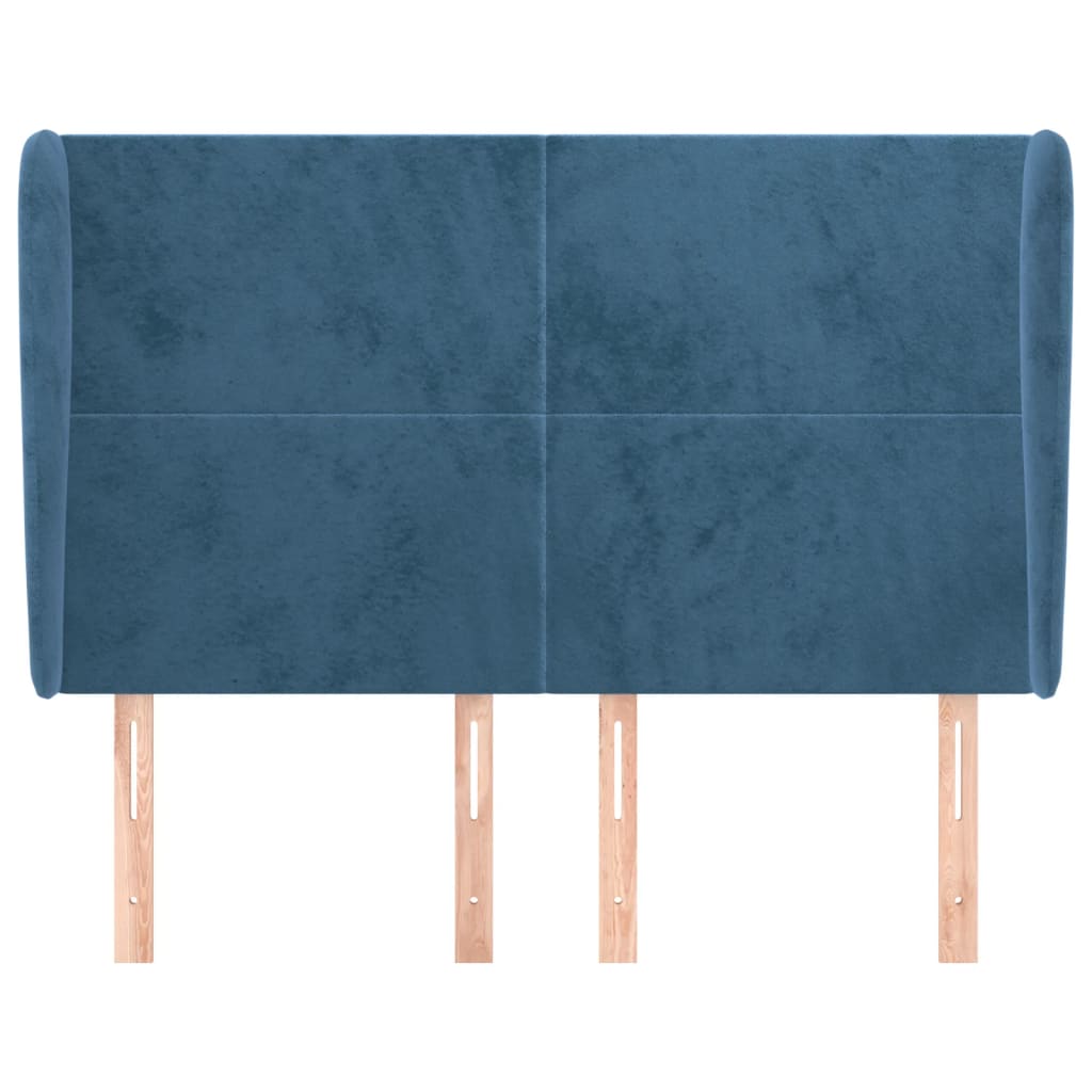 Tête de lit avec oreilles Bleu foncé 147x23x118/128 cm Velours