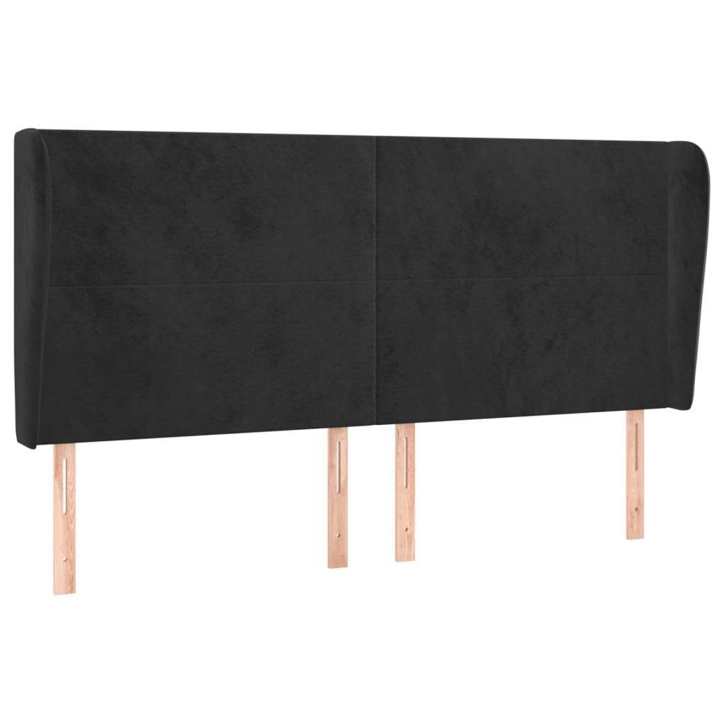 Tête de lit avec oreilles Noir 163x23x118/128 cm Velours