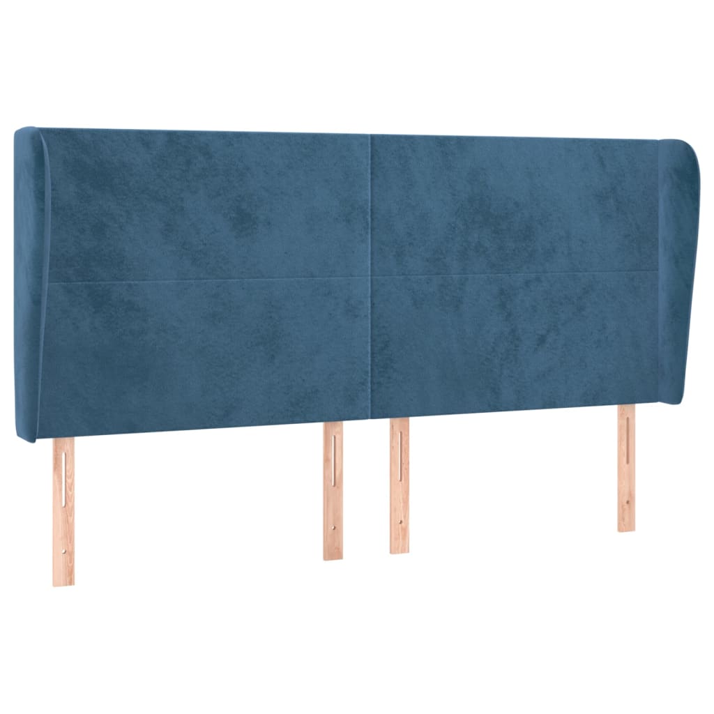 Tête de lit avec oreilles Bleu foncé 163x23x118/128 cm Velours