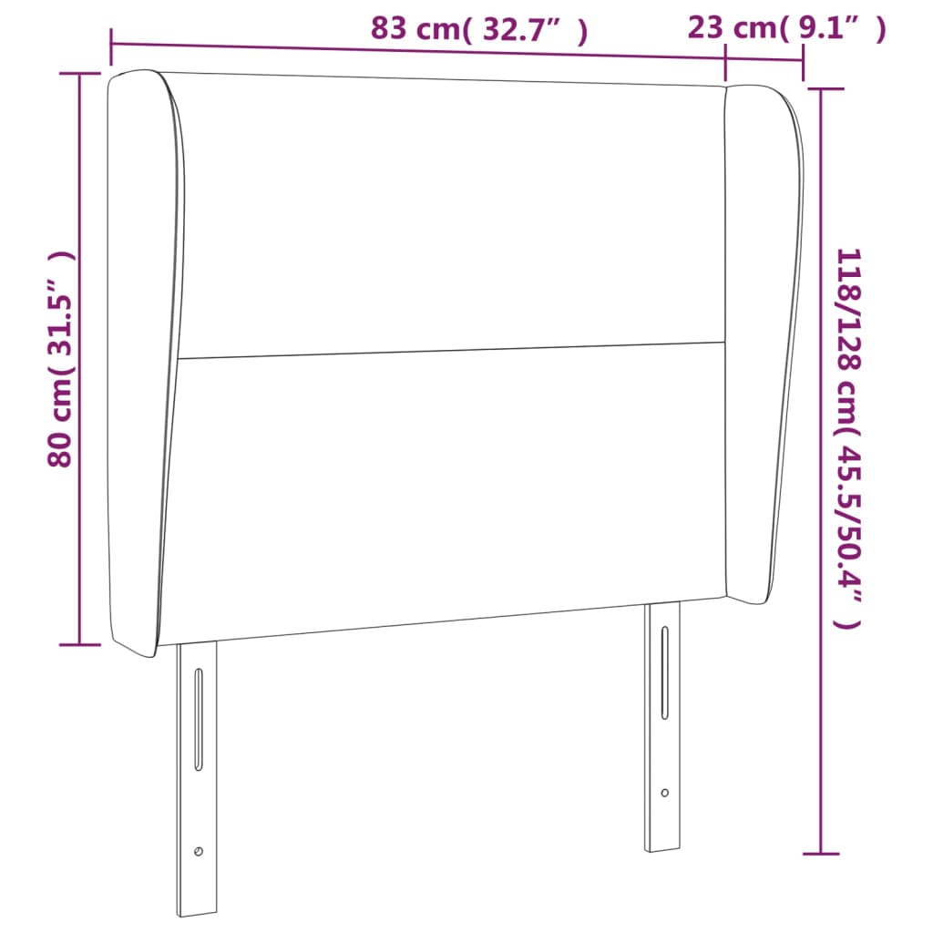 Tête de lit avec oreilles Gris 83x23x118/128 cm Similicuir