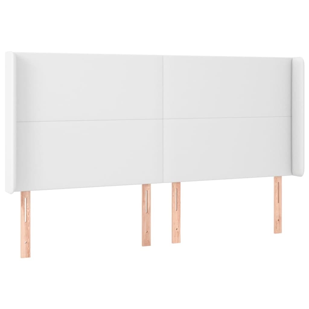 Tête de lit avec oreilles Blanc 203x23x118/128 cm Similicuir