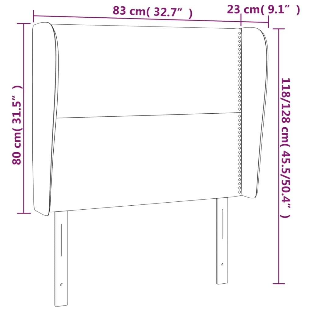 Tête de lit avec oreilles Gris clair 83x23x118/128 cm Tissu