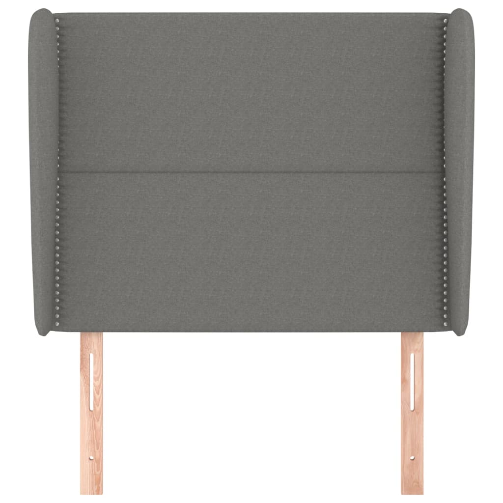 Tête de lit avec oreilles Gris foncé 83x23x118/128 cm Tissu