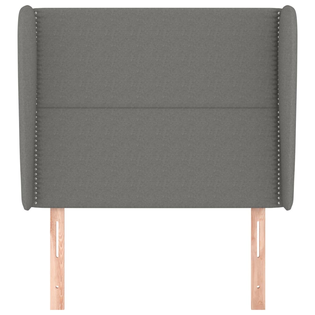 Tête de lit avec oreilles Gris foncé 93x23x118/128 cm Tissu