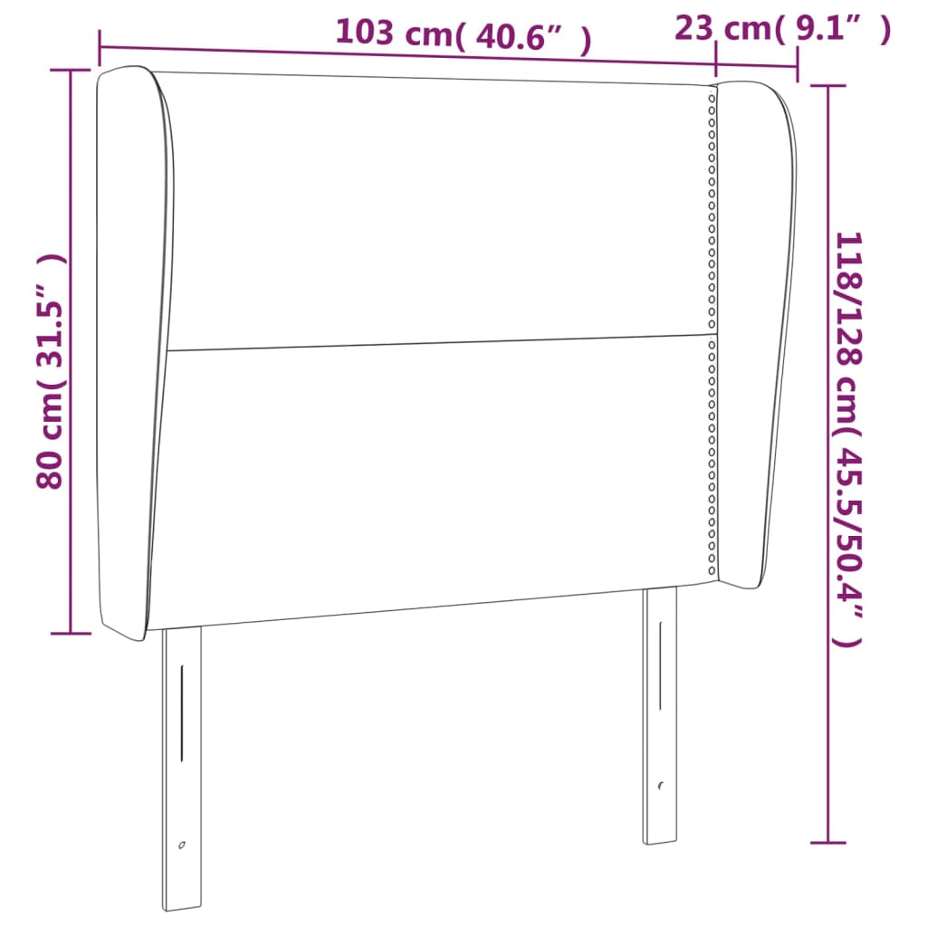 Tête de lit avec oreilles Gris clair 103x23x118/128 cm Tissu