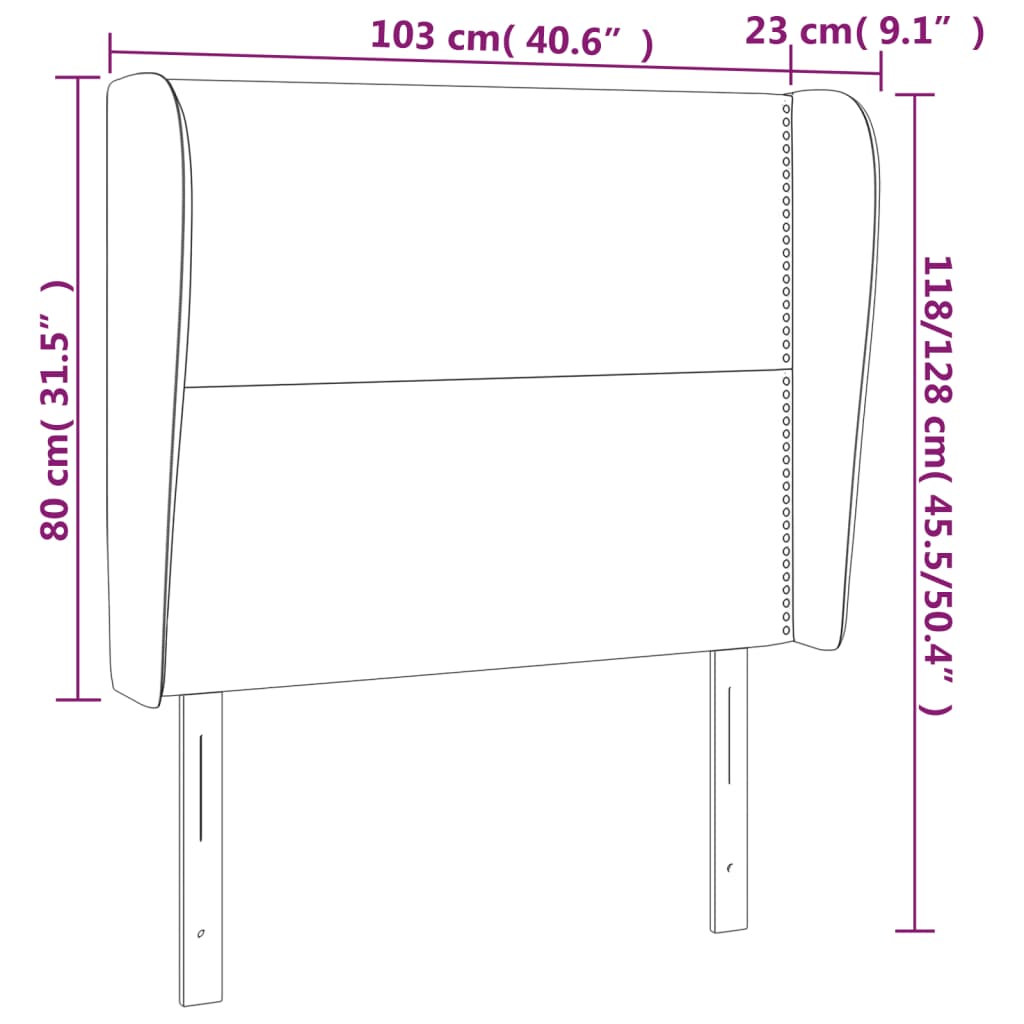 Tête de lit avec oreilles Noir 103x23x118/128 cm Tissu