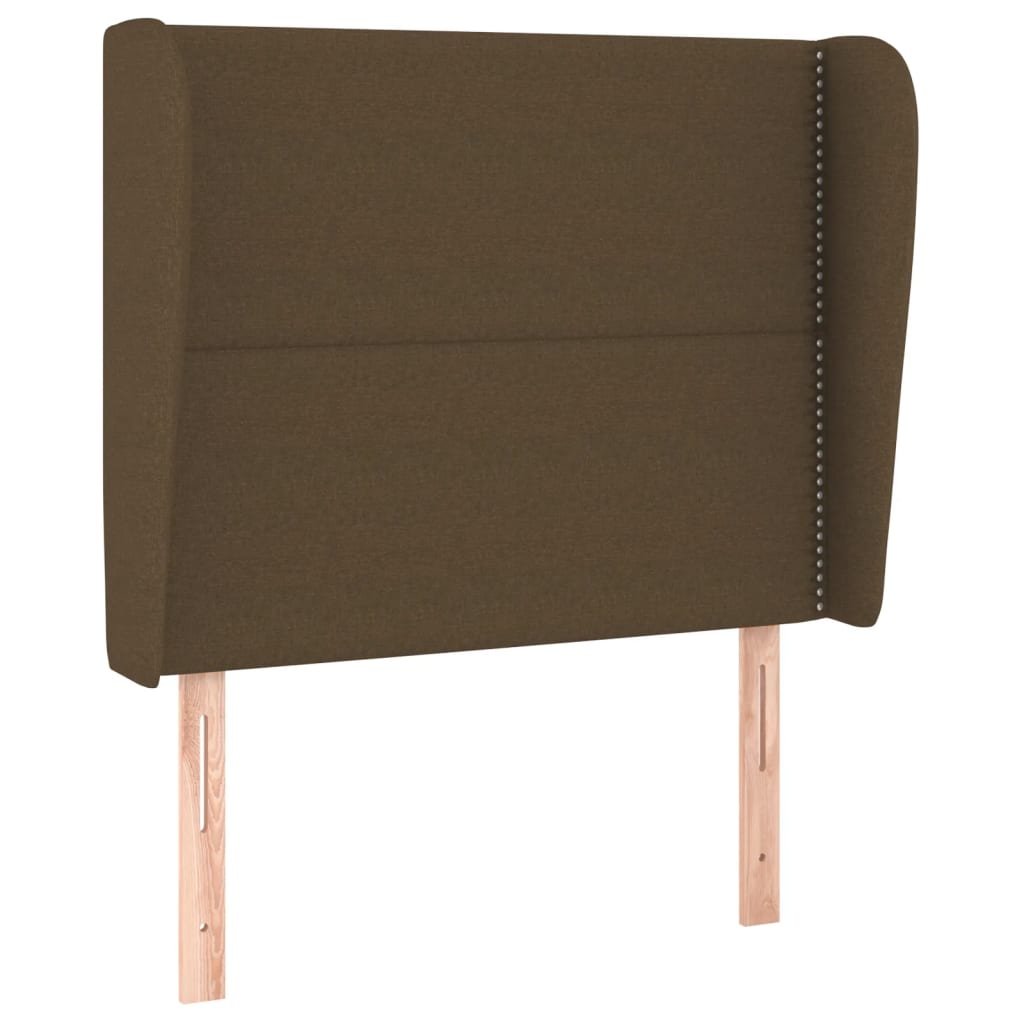 Tête de lit avec oreilles Marron foncé 103x23x118/128 cm Tissu