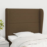 Tête de lit avec oreilles Marron foncé 103x23x118/128 cm Tissu