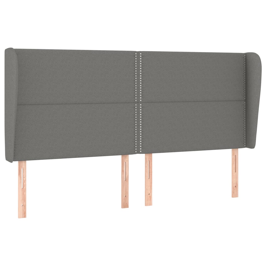 Tête de lit avec oreilles Gris foncé 163x23x118/128 cm Tissu