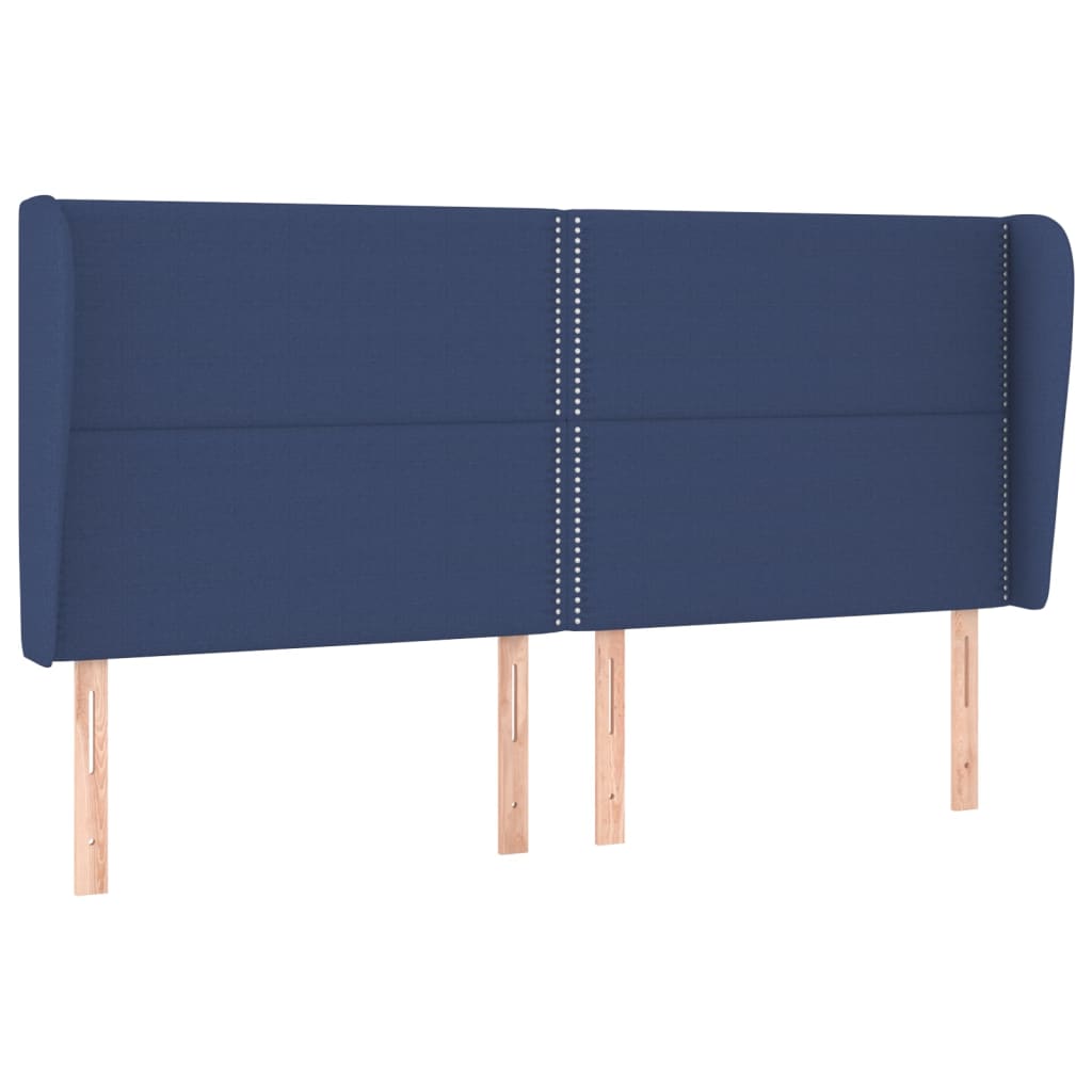 Tête de lit avec oreilles Bleu 163x23x118/128 cm Tissu