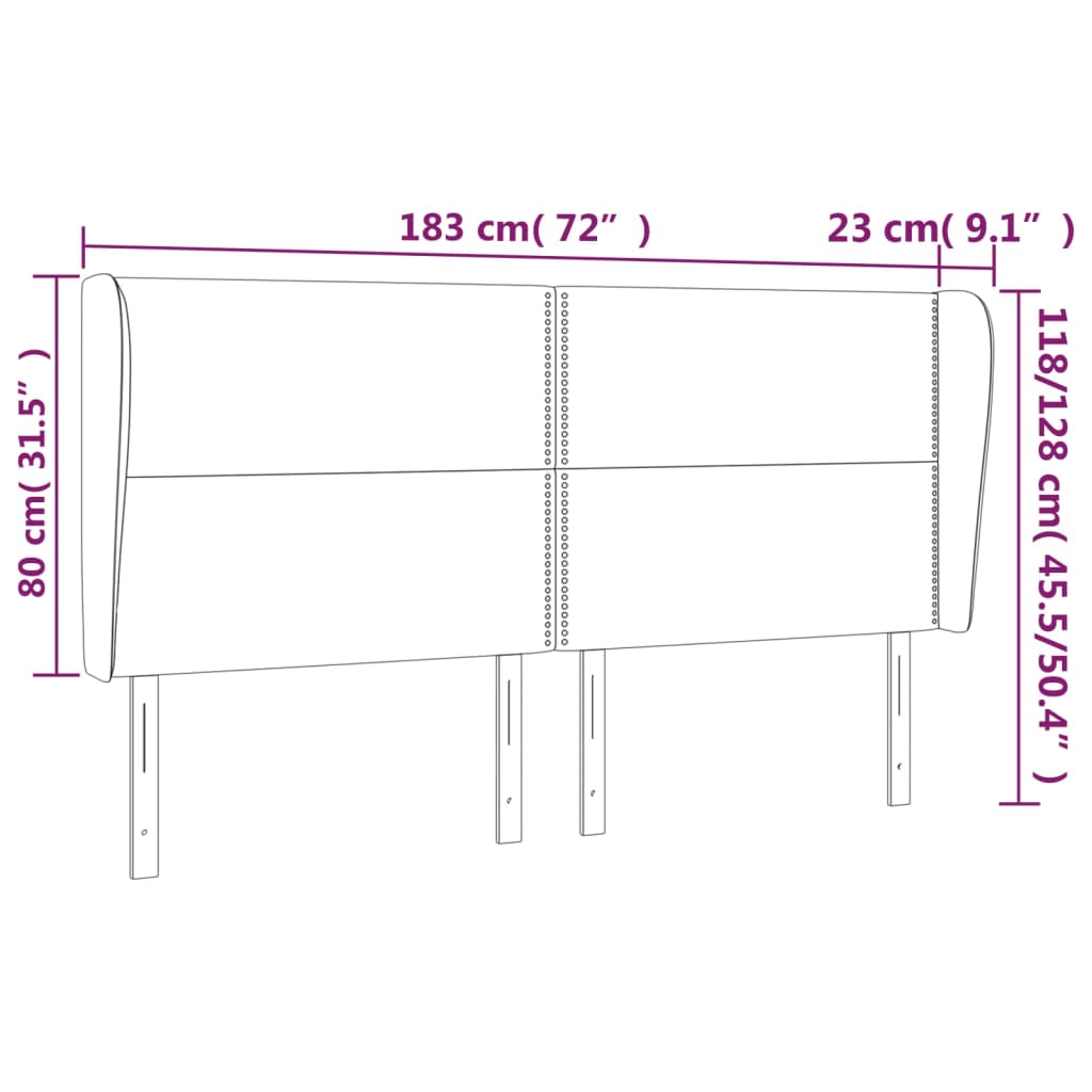 Tête de lit avec oreilles Gris foncé 183x23x118/128 cm Tissu