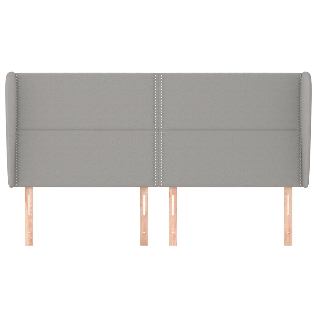 Tête de lit avec oreilles Gris clair 203x23x118/128 cm Tissu