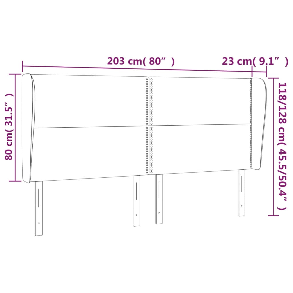 Tête de lit avec oreilles Crème 203x23x118/128 cm Tissu