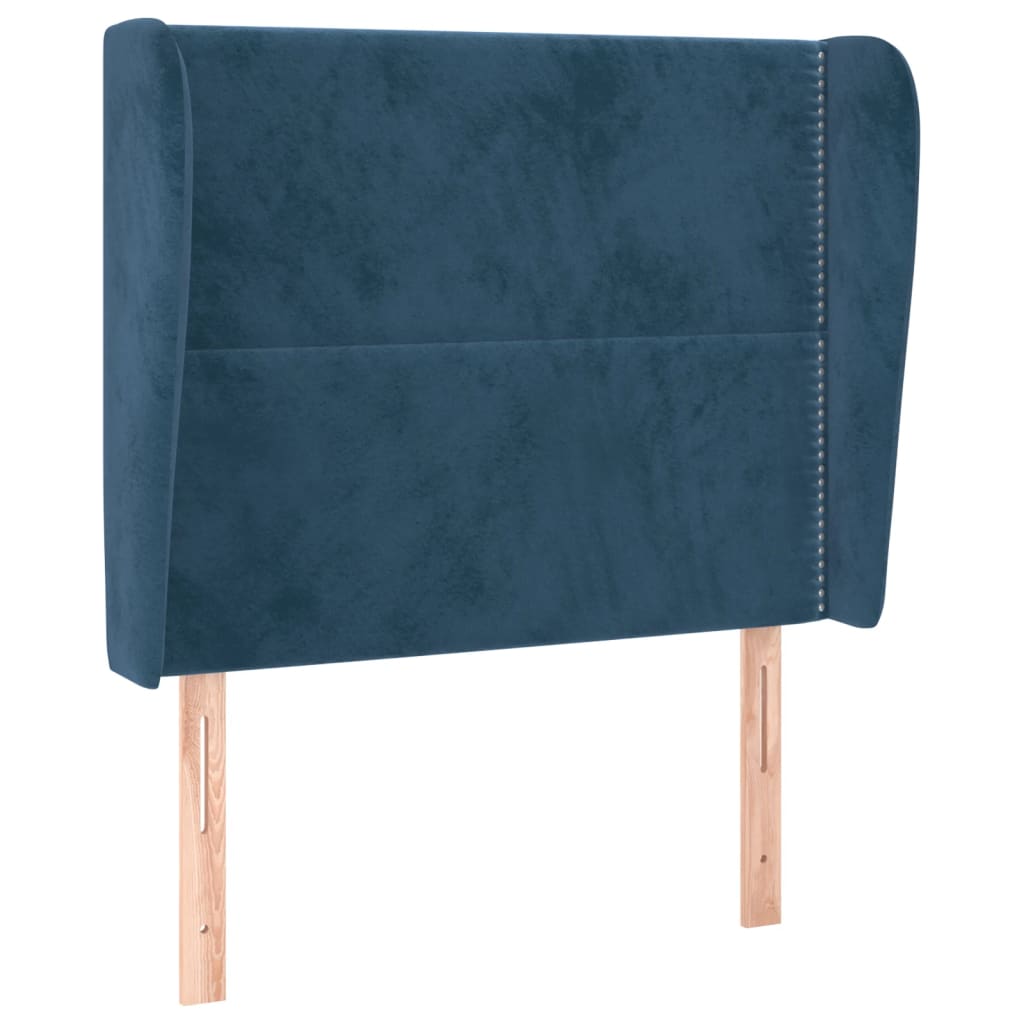 Tête de lit avec oreilles Bleu foncé 83x23x118/128 cm Velours