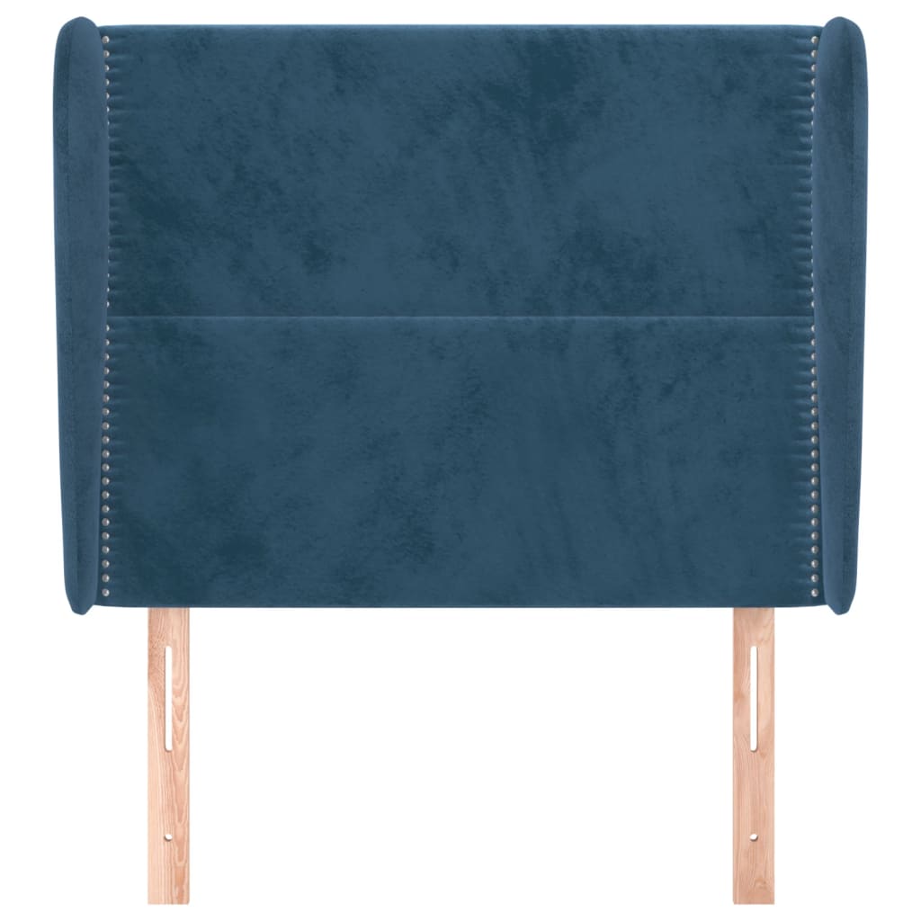 Tête de lit avec oreilles Bleu foncé 83x23x118/128 cm Velours