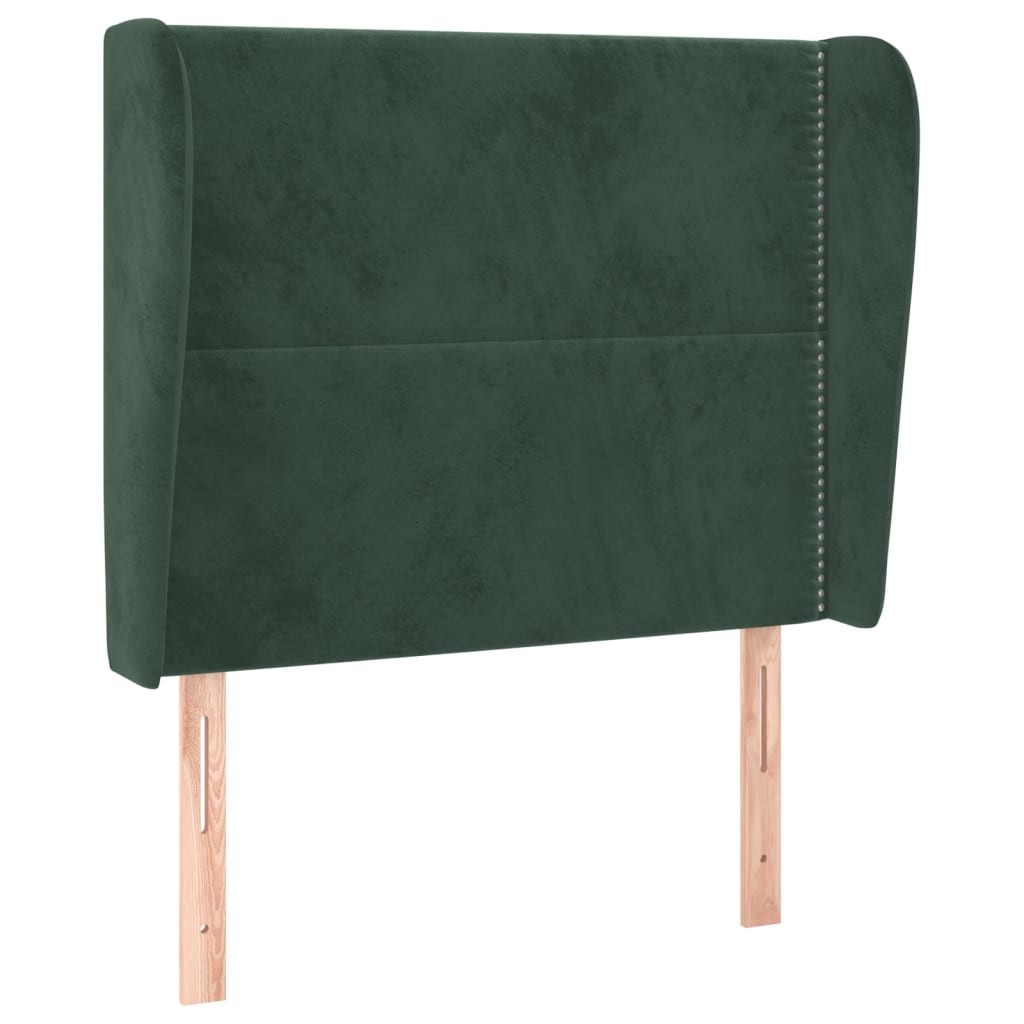 Tête de lit avec oreilles Vert foncé 93x23x118/128 cm Velours