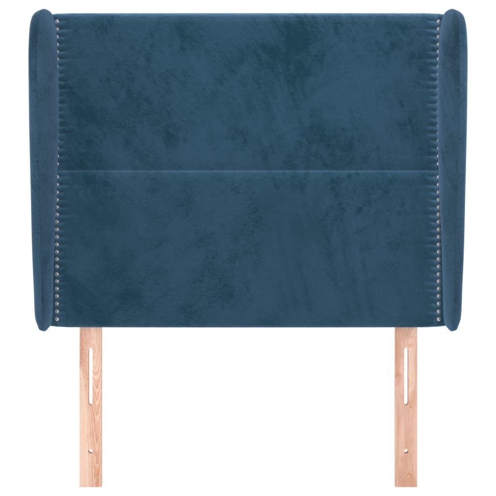 Tête de lit avec oreilles Bleu foncé 93x23x118/128 cm Velours