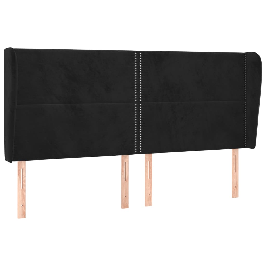 Tête de lit avec oreilles Noir 163x23x118/128 cm Velours