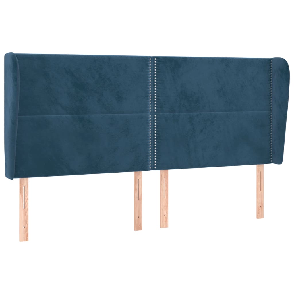 Tête de lit avec oreilles Bleu foncé 163x23x118/128 cm Velours