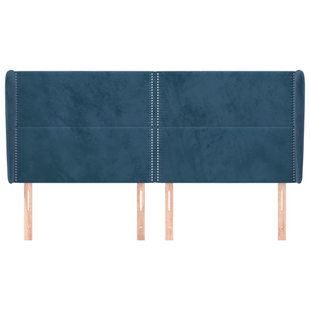 Tête de lit avec oreilles Bleu foncé 163x23x118/128 cm Velours