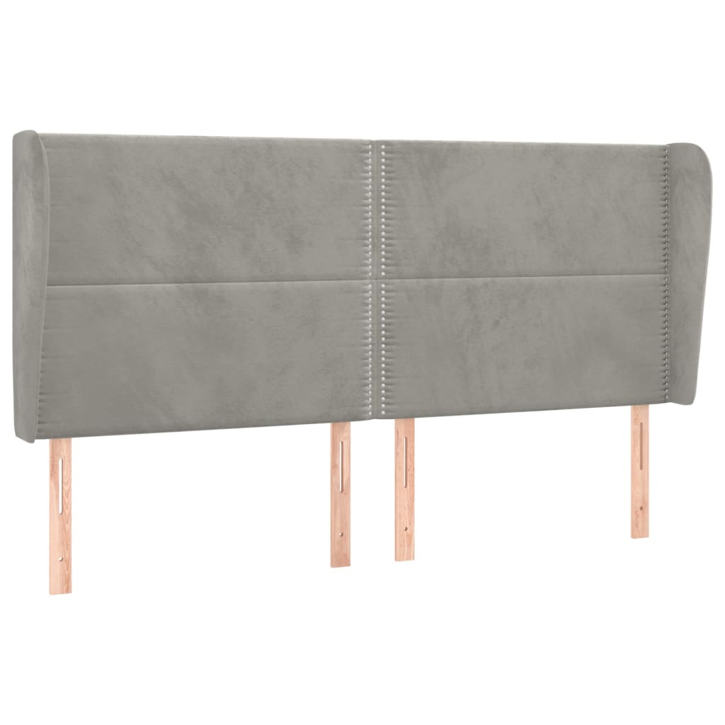 Tête de lit avec oreilles Gris clair 183x23x118/128 cm Velours