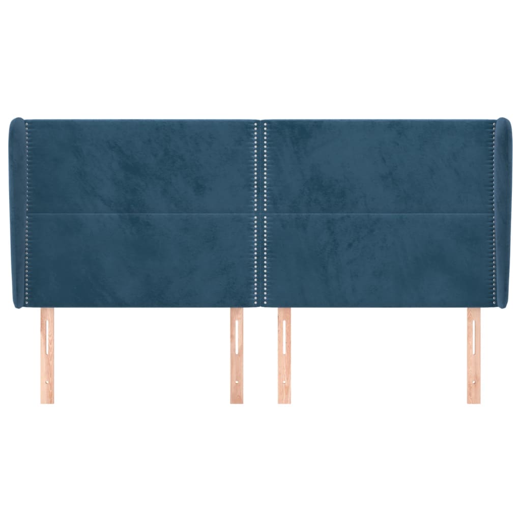 Tête de lit avec oreilles Bleu foncé 183x23x118/128 cm Velours