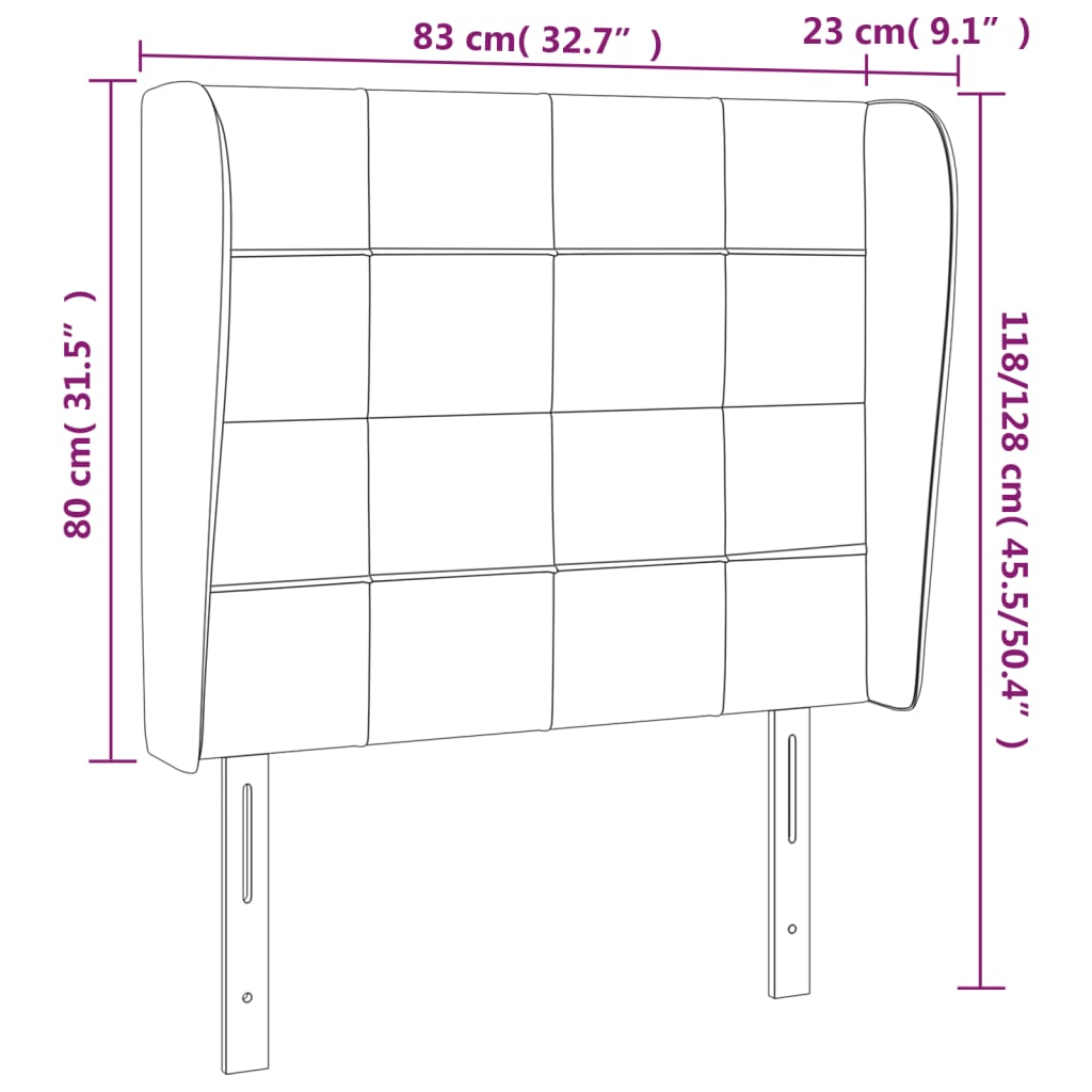 Tête de lit avec oreilles Crème 83x23x118/128 cm Tissu