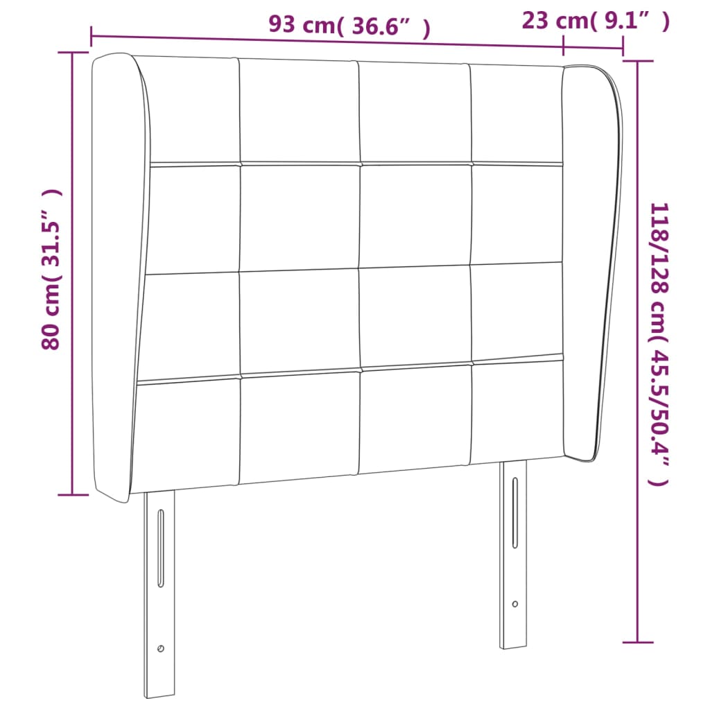 Tête de lit avec oreilles Gris clair 93x23x118/128 cm Tissu