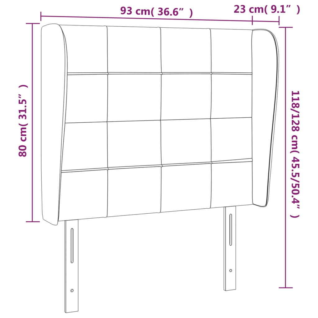 Tête de lit avec oreilles Gris foncé 93x23x118/128 cm Tissu