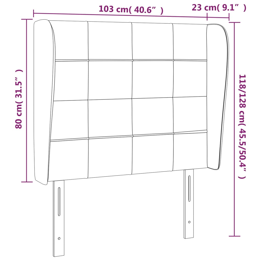 Tête de lit avec oreilles Crème 103x23x118/128 cm Tissu