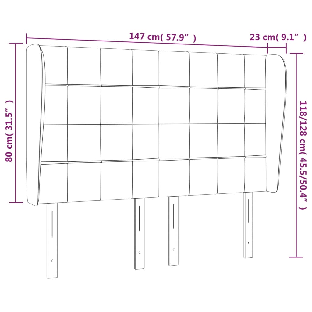 Tête de lit avec oreilles Gris clair 147x23x118/128 cm Tissu