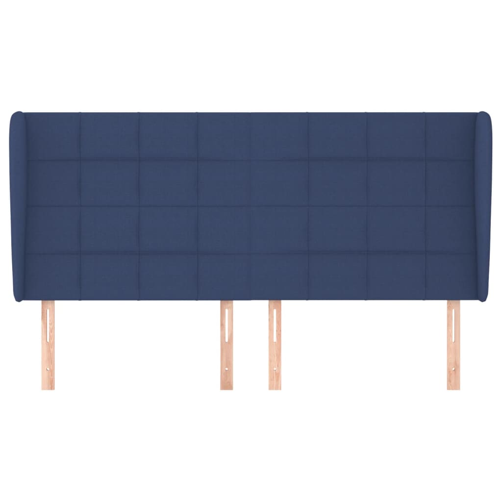 Tête de lit avec oreilles Bleu 203x23x118/128 cm Tissu