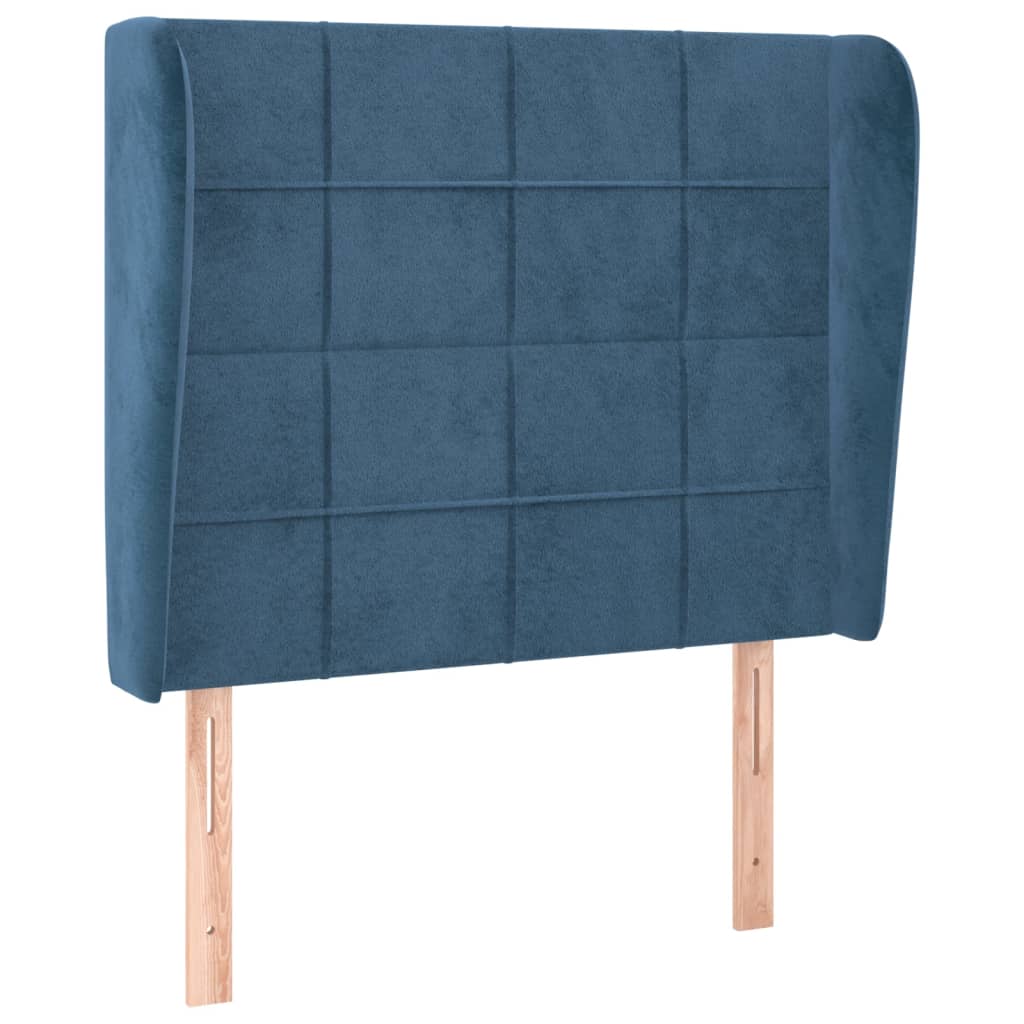 Tête de lit avec oreilles Bleu foncé 83x23x118/128 cm Velours