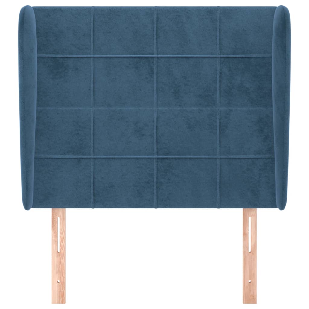 Tête de lit avec oreilles Bleu foncé 83x23x118/128 cm Velours