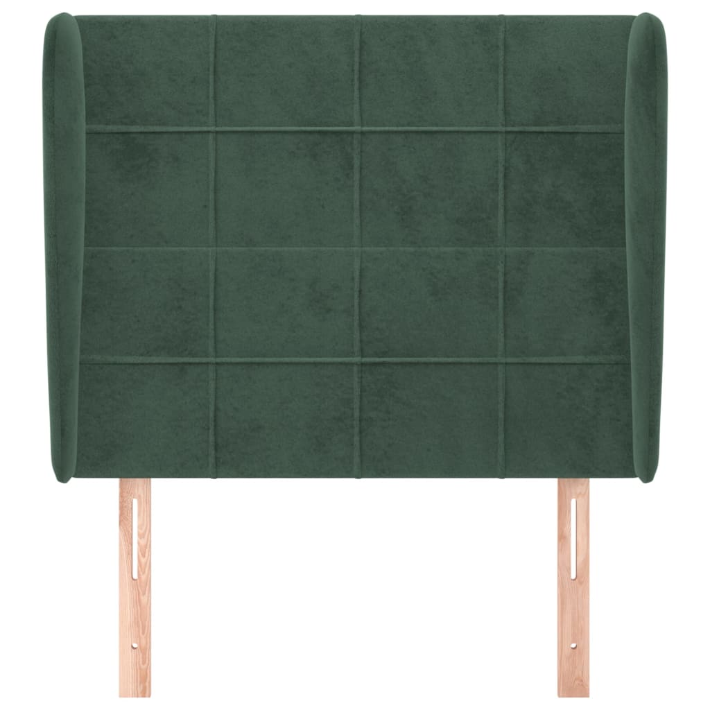 Tête de lit avec oreilles Vert foncé 93x23x118/128 cm Velours