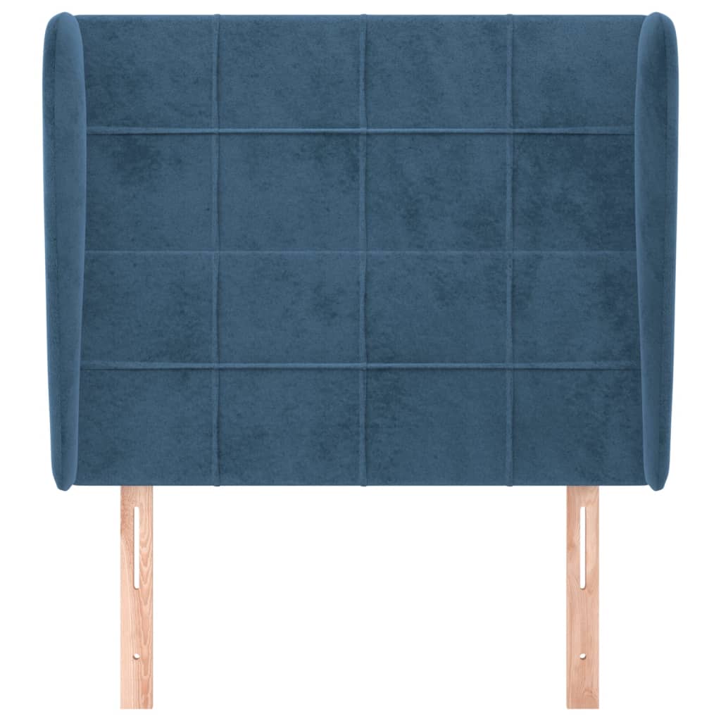 Tête de lit avec oreilles Bleu foncé 103x23x118/128 cm Velours