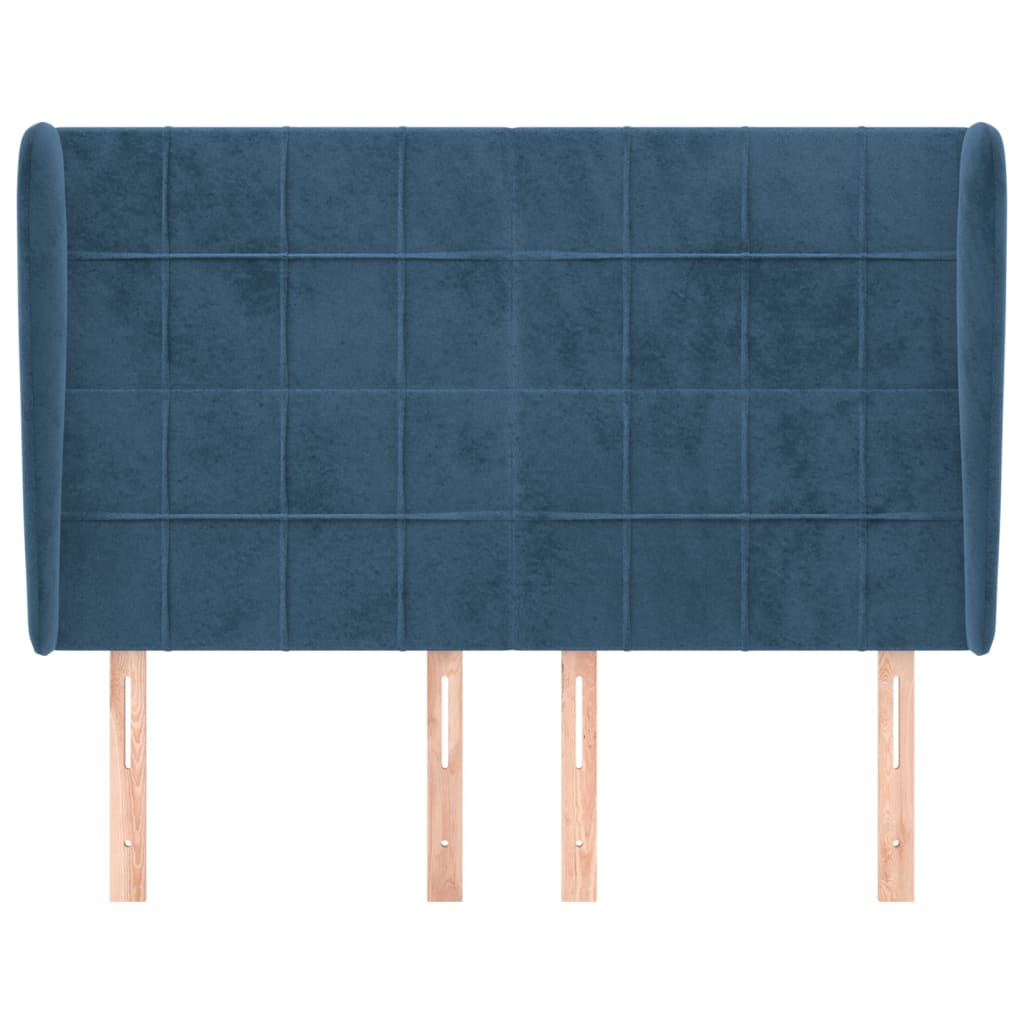 Tête de lit avec oreilles Bleu foncé 147x23x118/128 cm Velours