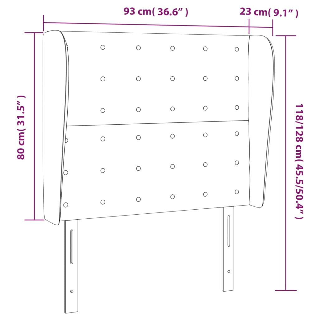 Tête de lit avec oreilles Gris 93x23x118/128 cm Similicuir