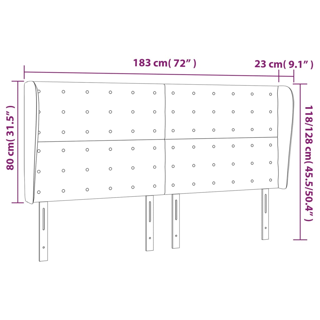 Tête de lit avec oreilles Cappuccino 183x23x118/128 cm