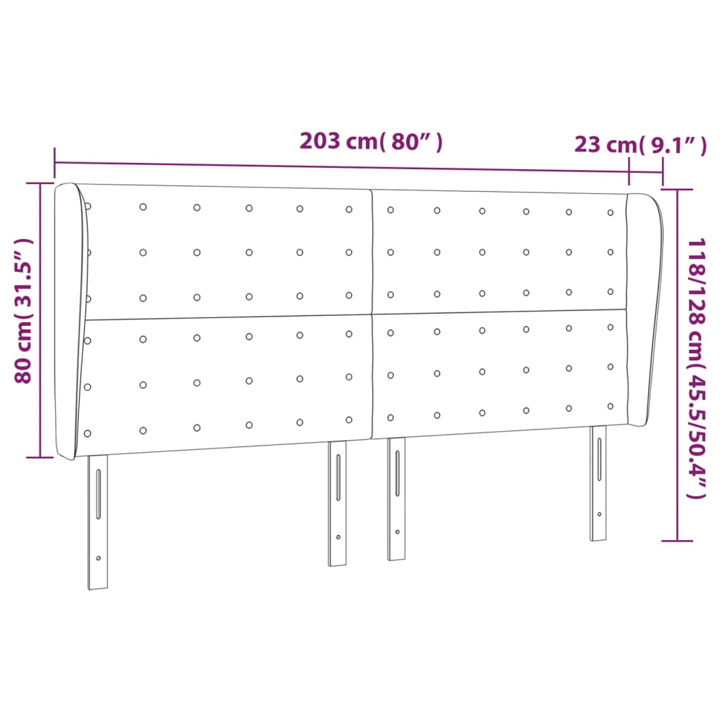 Tête de lit avec oreilles Blanc 203x23x118/128 cm Similicuir