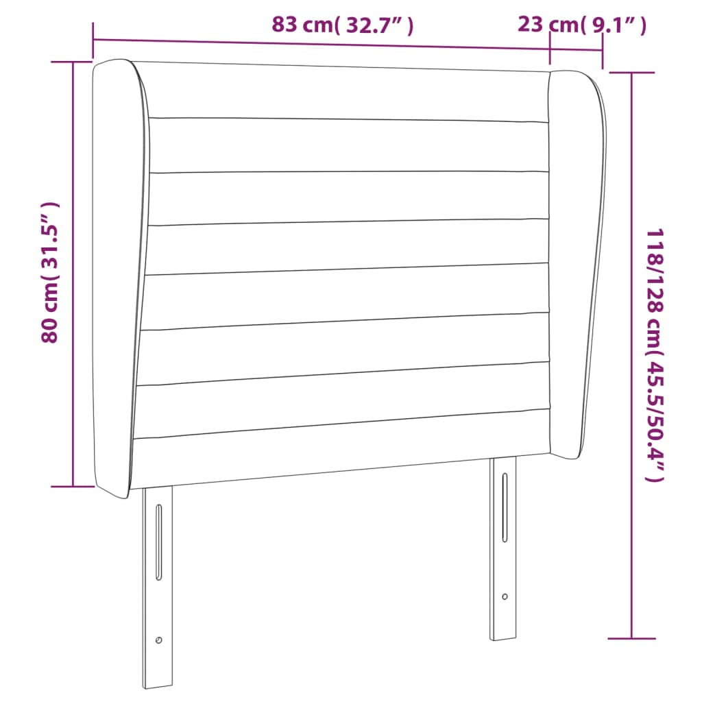 Tête de lit avec oreilles Marron foncé 83x23x118/128 cm Tissu